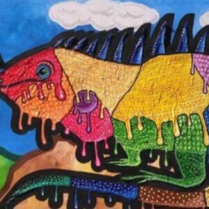 La Iguana del Desierto. Acrílicos sobre lienzo. Original Carlos Lacal