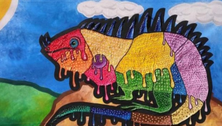 La Iguana del Desierto. Acrílicos sobre lienzo. Original Carlos Lacal