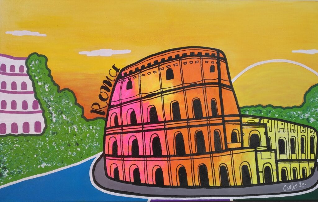 El Coliseo Romano. Acrílicos sobre lienzo. Original Carlos Lacal