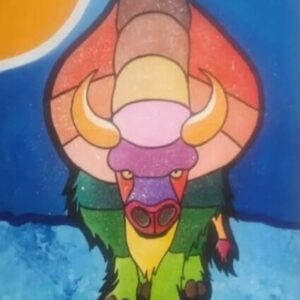 El Yak bajo la Nieve. Acrílicos sobre lienzo. Original Carlos Lacal