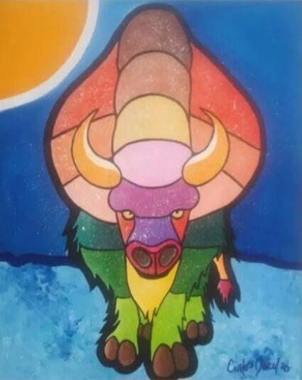 El Yak bajo la Nieve. Acrílicos sobre lienzo. Original Carlos Lacal