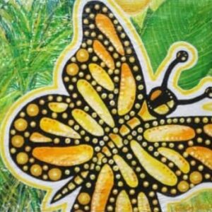 Oferta! Mariposa Amarilla. Acrílicos sobre madera. Original Carlos Lacal