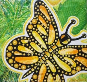 Oferta! Mariposa Amarilla. Acrílicos sobre madera. Original Carlos Lacal